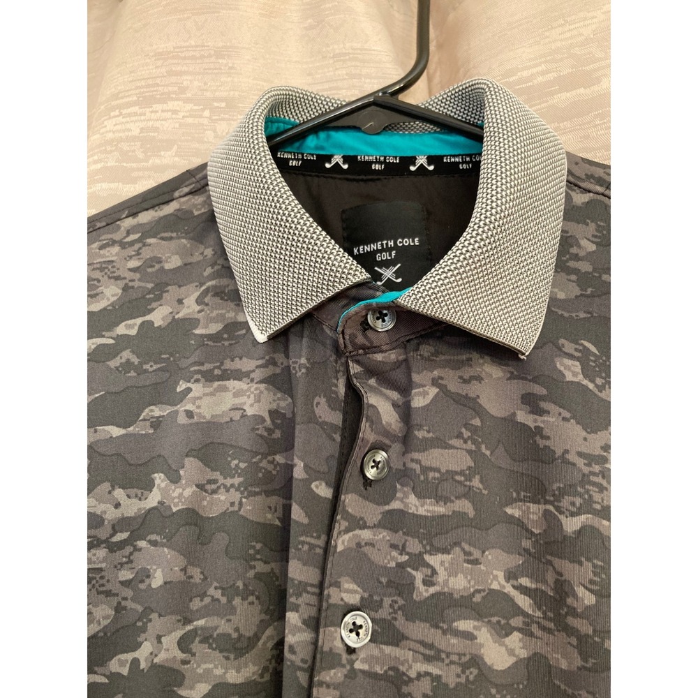 Kenneth Cole Golf Polo Shirt Mens‎ Medium Gray Camo Short Sleeve - Picture 2 of 12